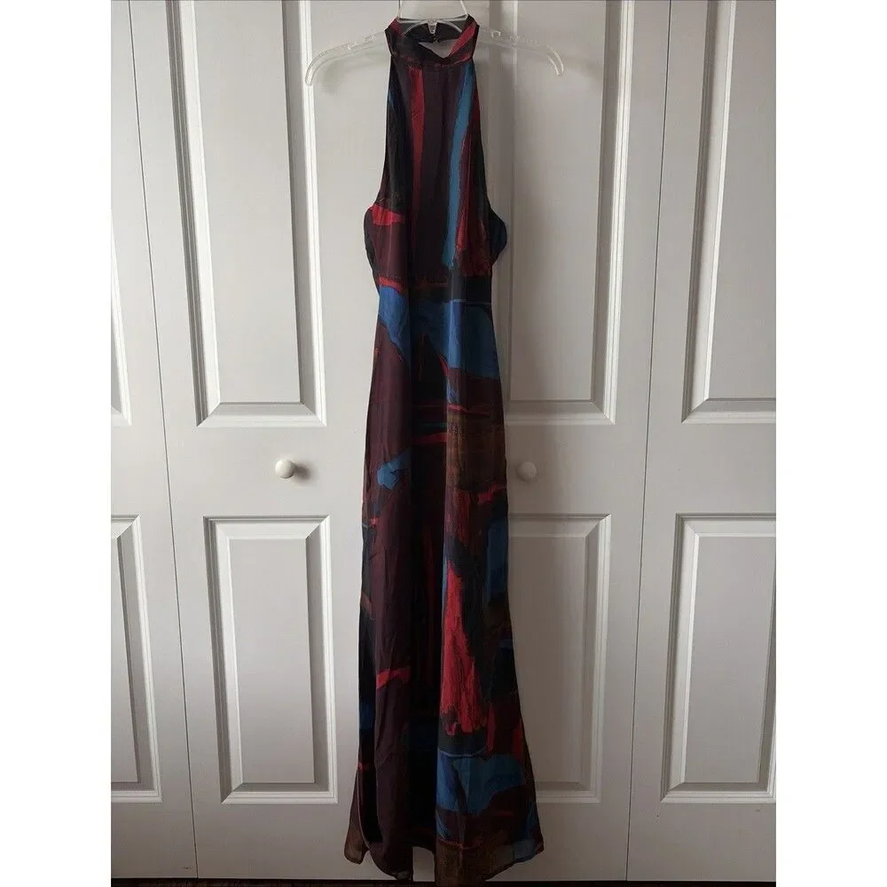 Lulu's Solayne Multi Abstract Strappy Halter Maxi Dress New With Tags Size Small - Picture 4 of 8